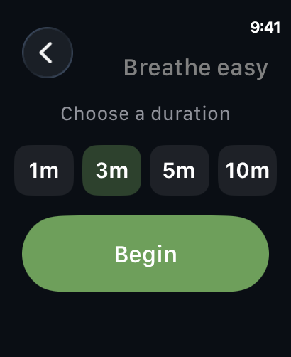 Pali on Apple Watch, offering a moment to reset.